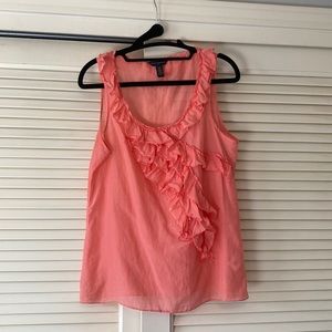 Banana Republic shell sleeveless top with ruffle detail.